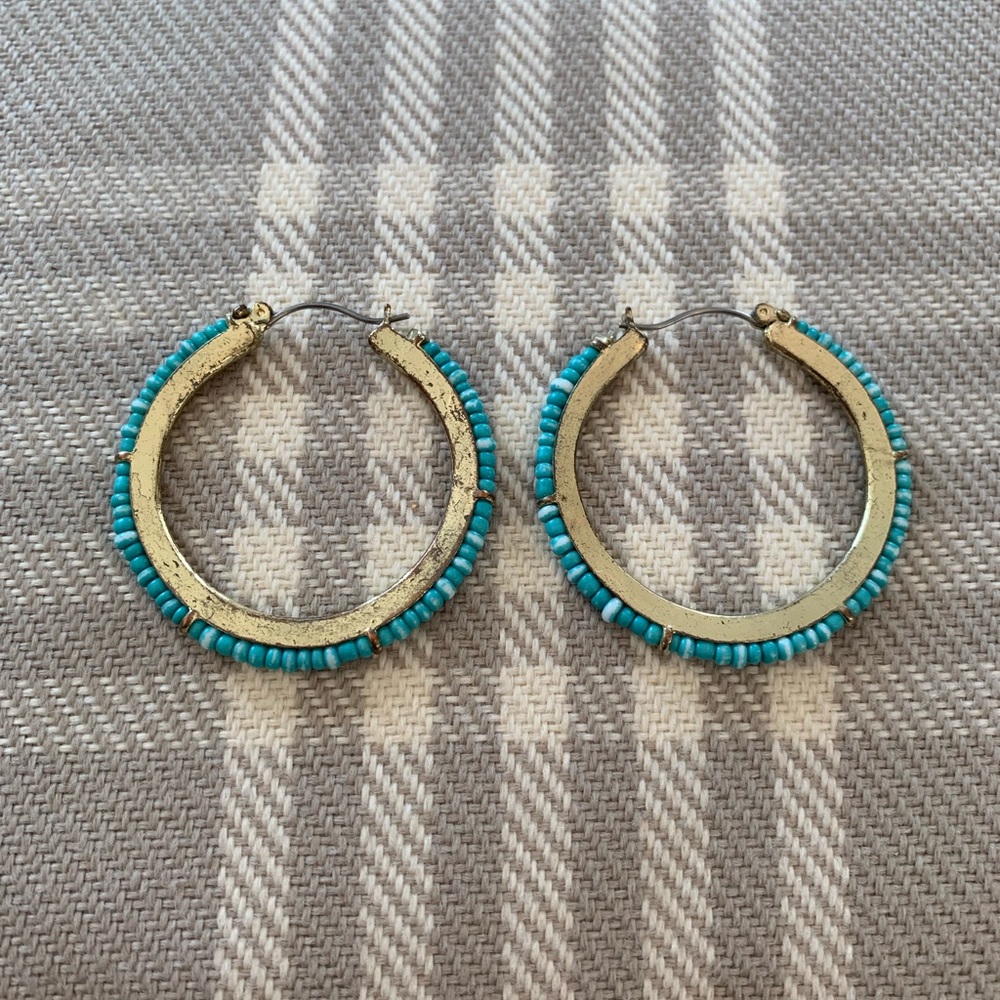 ⭐️BAUBLE BAR ⭐️ turquoise beaded hoop earrings